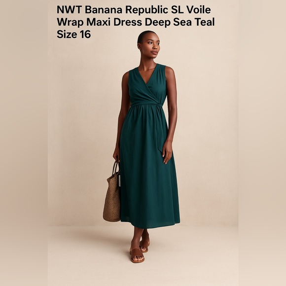 Banana Republic Dresses & Skirts - NWT Banana Republic SL Voile Wrap Maxi Dress Deep Sea Teal Size 16